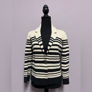 Ann Taylor LOFT Cotton KNIT Blazer STRIPED Cardigan